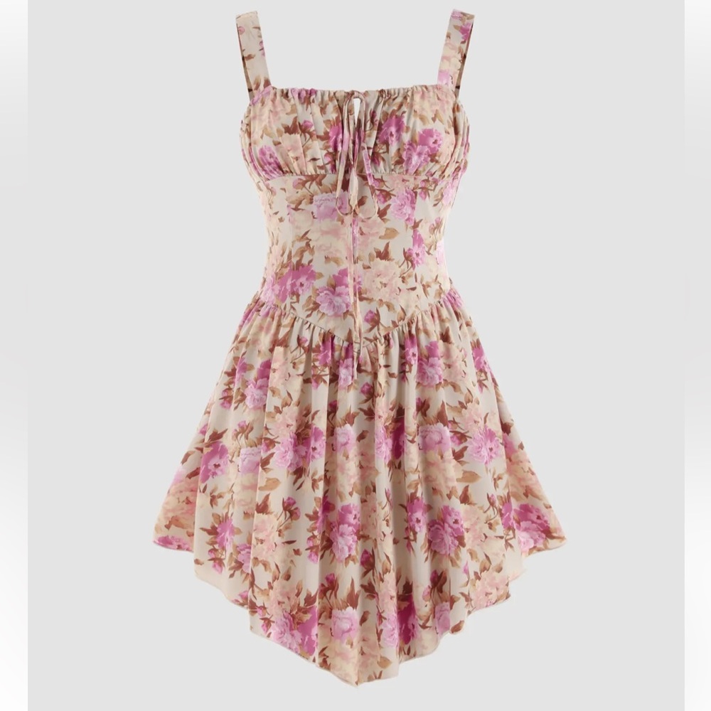 RARE Cider Floral Zip Up Corset Cami Dress